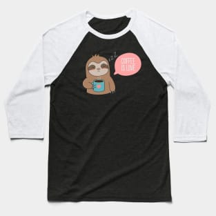 Cute Cartoon Coffee Sloth T-Shirt Baseball T-Shirt